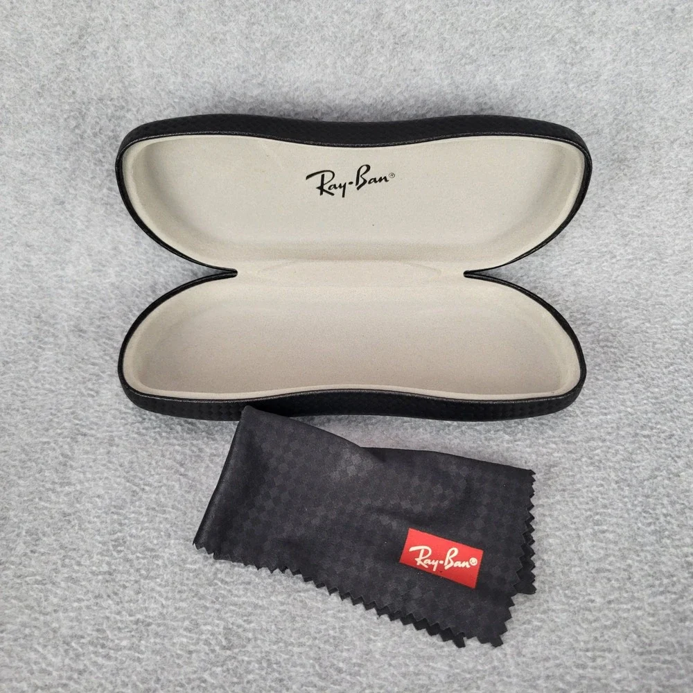 Ray-Ban Sunglasses Case Unisex OS Black Carbon Fiber Texture Hard Shell Cloth